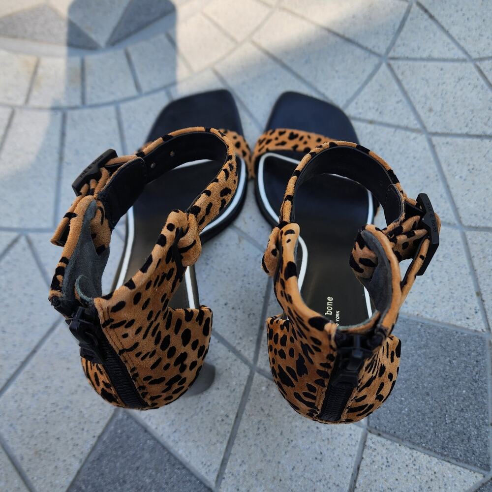 Rag & Bone Ellis Cheetah Suede Open Toe Italian Sandals 38.5 - Picture 6 of 11